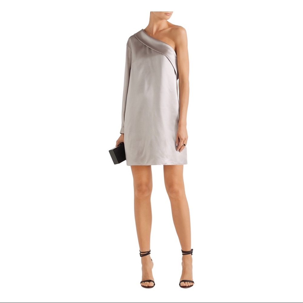 Michelle Mason Silk one shoulder mini dress